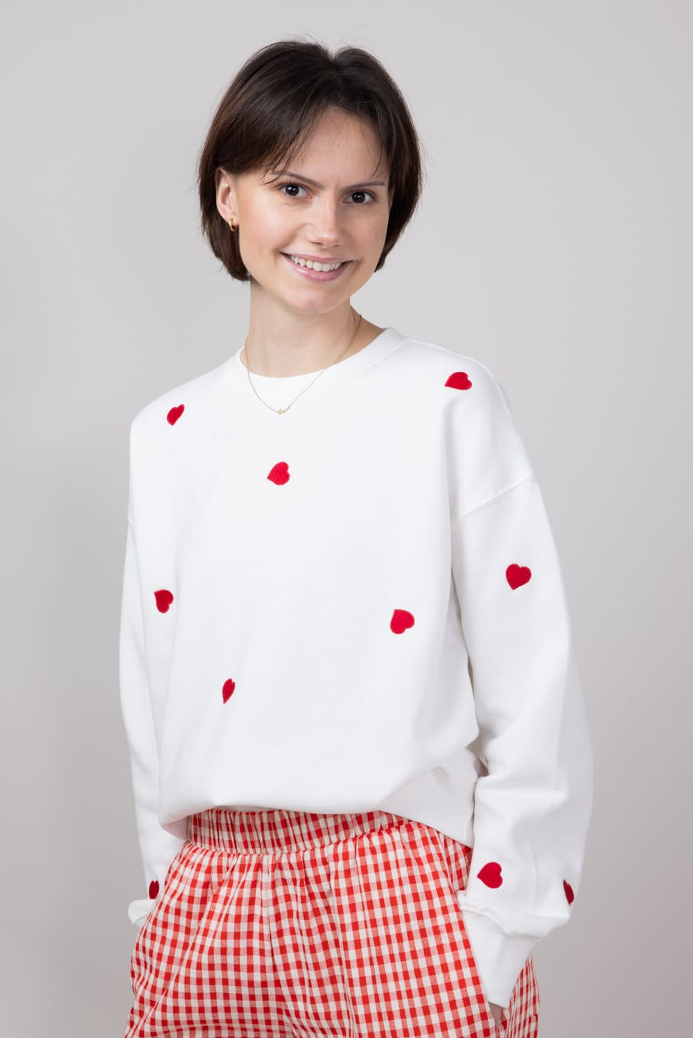 1897 Active Embroidered Hearts Fleece Sweatshirt for Women in