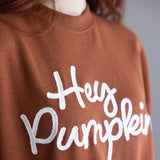 1897 Active Embroidered Hey Pumpkin Sweatshirt for Women in Rust