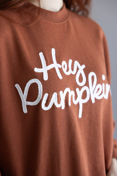 1897 Active Embroidered Hey Pumpkin Sweatshirt for Women in Rust