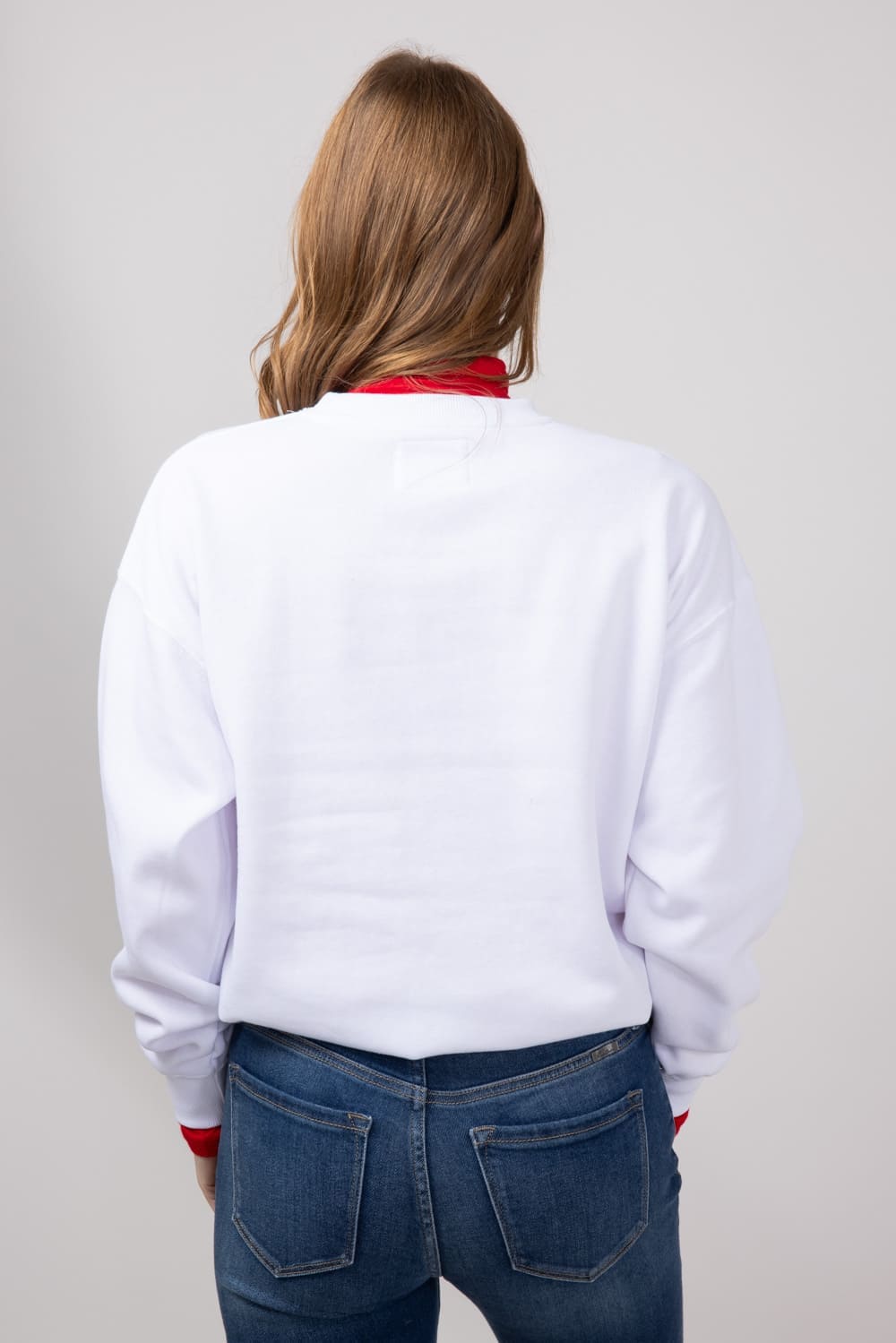 1897 Active Embroidered Weekend Fleece Crewneck for Women in White