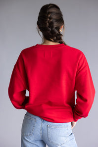 1897 Active Believe Embroidered  Fleece Sweatshirt for Women in Red