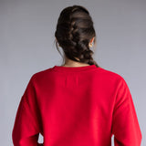 1897 Active Believe Embroidered  Fleece Sweatshirt for Women in Red