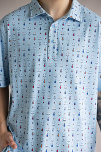 1897 Legends Golf Print Polo for Men in Blue