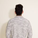 1897 Original 1/4 Cable Button Neck Sweater for Men in Ivory and Latte Brown 