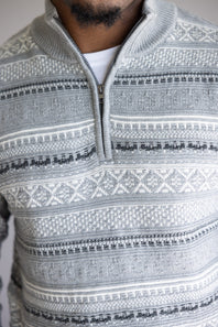 1897 Original Fisherman Quarter Zip Mock Neck Sweater for Men in Grey