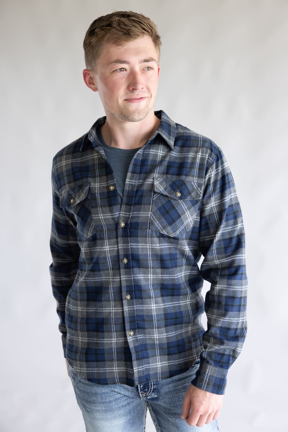 1897 Original Plaid Flannel Shirt for Men in Navy | 7WV7260M-NAVY