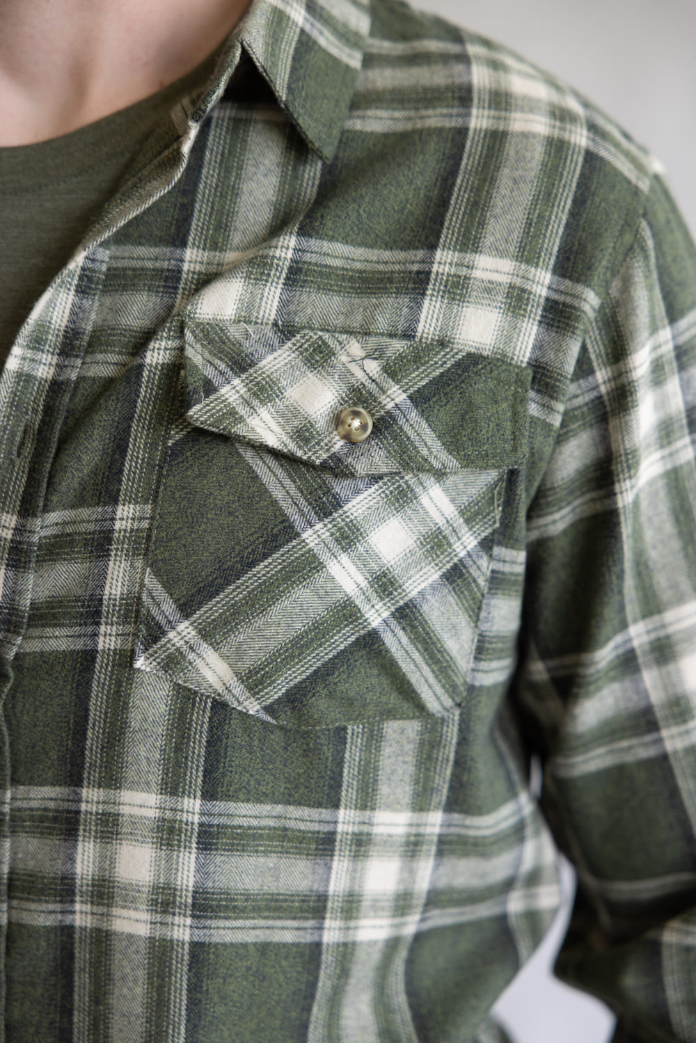 1897 Original Plaid Flannel Shirt for Men in Olive Green