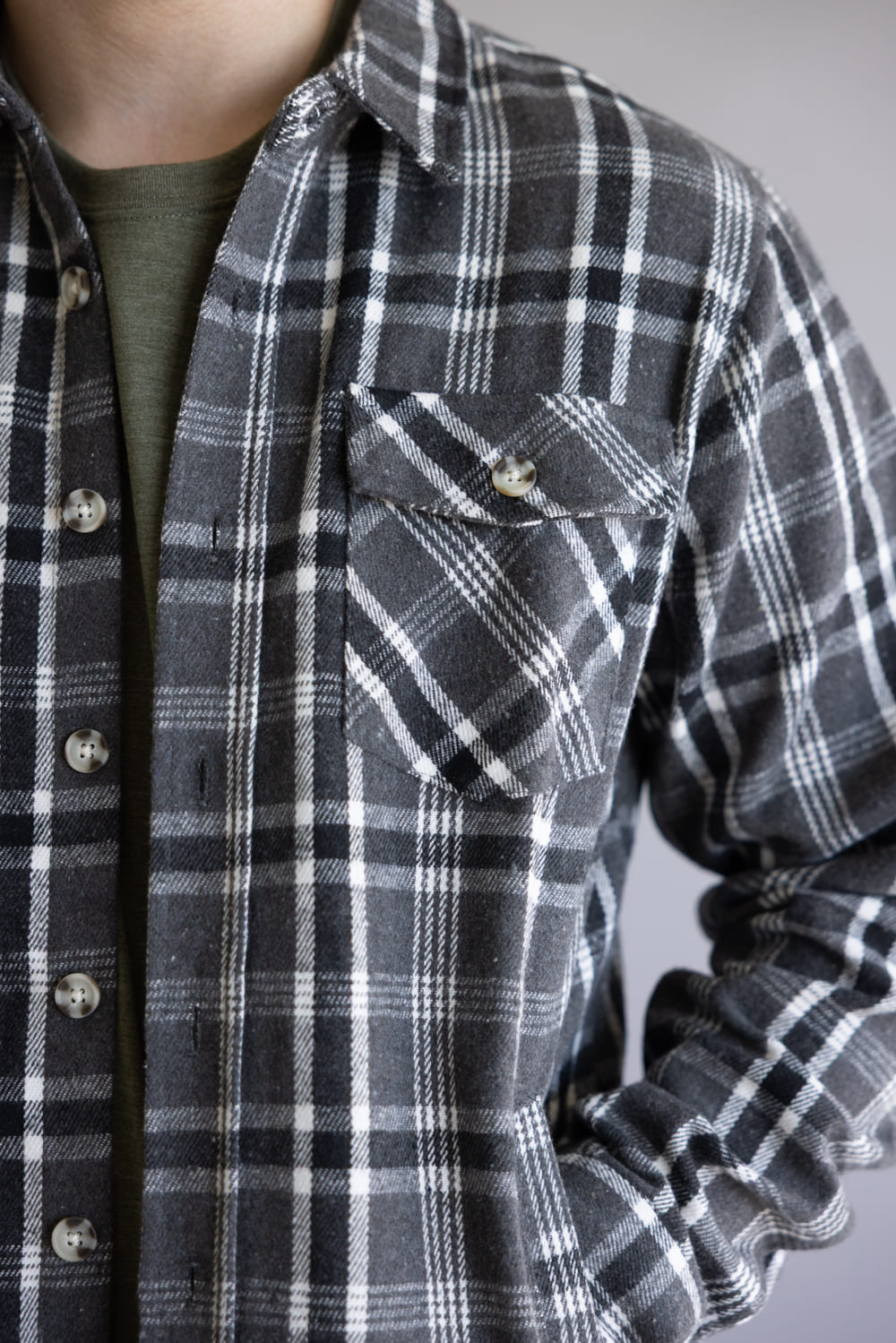 1897 Original Plaid Shacket for Men in Charcoal