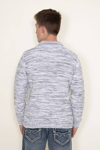 1897 Original 1/4 Cable Button Neck Sweater for Men in White and Grey