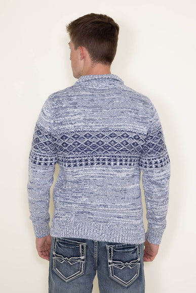 1897 Original ¼ Mock Neck Button Sweater for Men in Blue and Cream