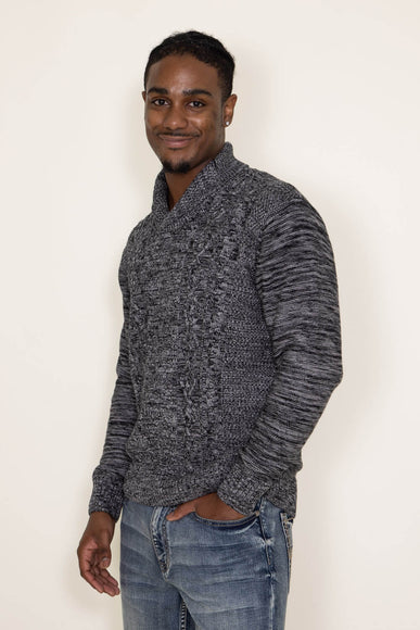 1897 Original 1/4 Shawl Cable Neck Sweater for Men in Black