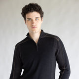 1897 Original 1/4 Zip Mock Neck Sweater for Men in Black/Latte