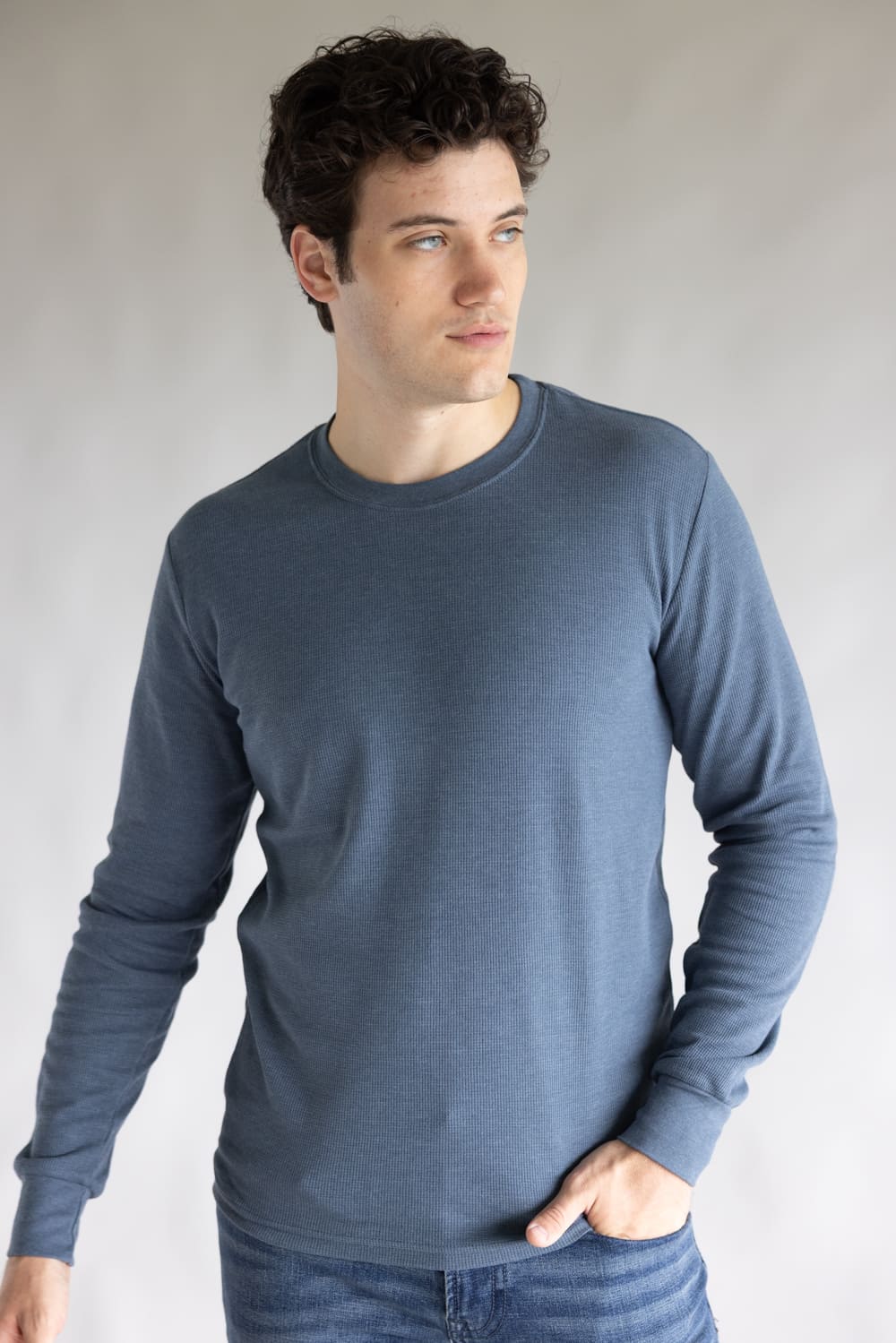 1897 Original Solid Crew Thermal Long Sleeve Shirt for Men in Navy