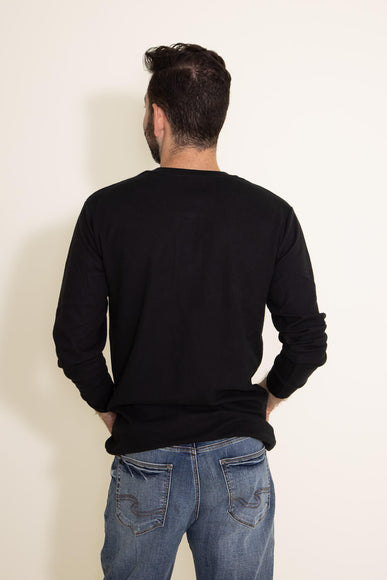 1897 Original Solid Henley Thermal Long Sleeve Shirt for Men in Black