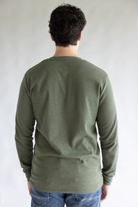 1897 Original Solid Henley Thermal Long Sleeve Shirt for Men in Green