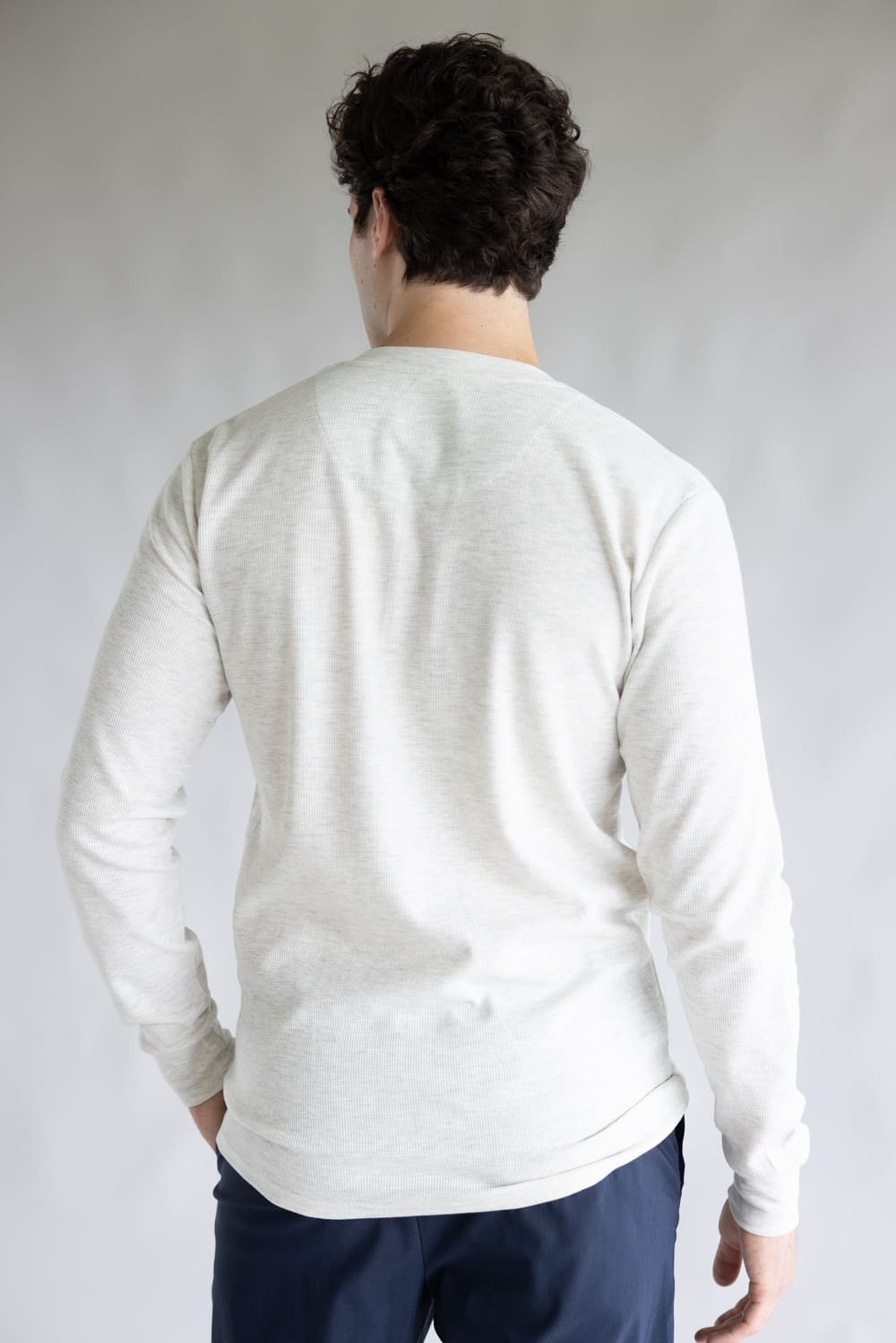 1897 Original Solid Henley Thermal Long Sleeve Shirt for Men in Oatmeal