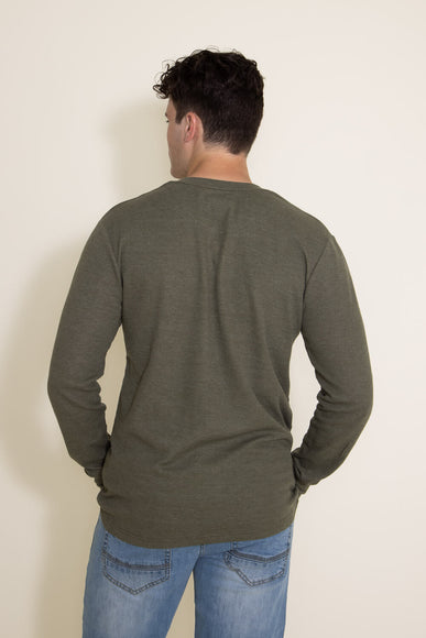 1897 Original Solid Henley Thermal Long Sleeve Shirt for Men in Green