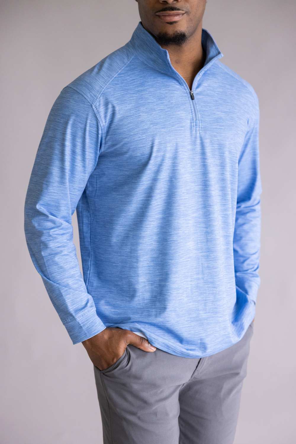 1897 Legends Striped Quarter Zip Pullover for Men in Blue