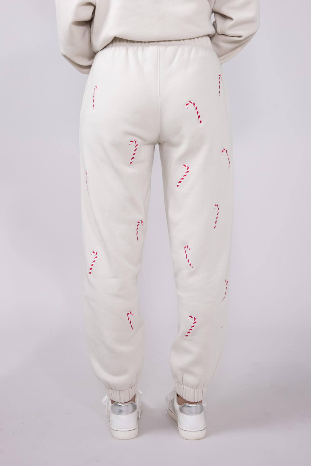 1897 Active Candy Cane Print Sweatpants for Women in Beige