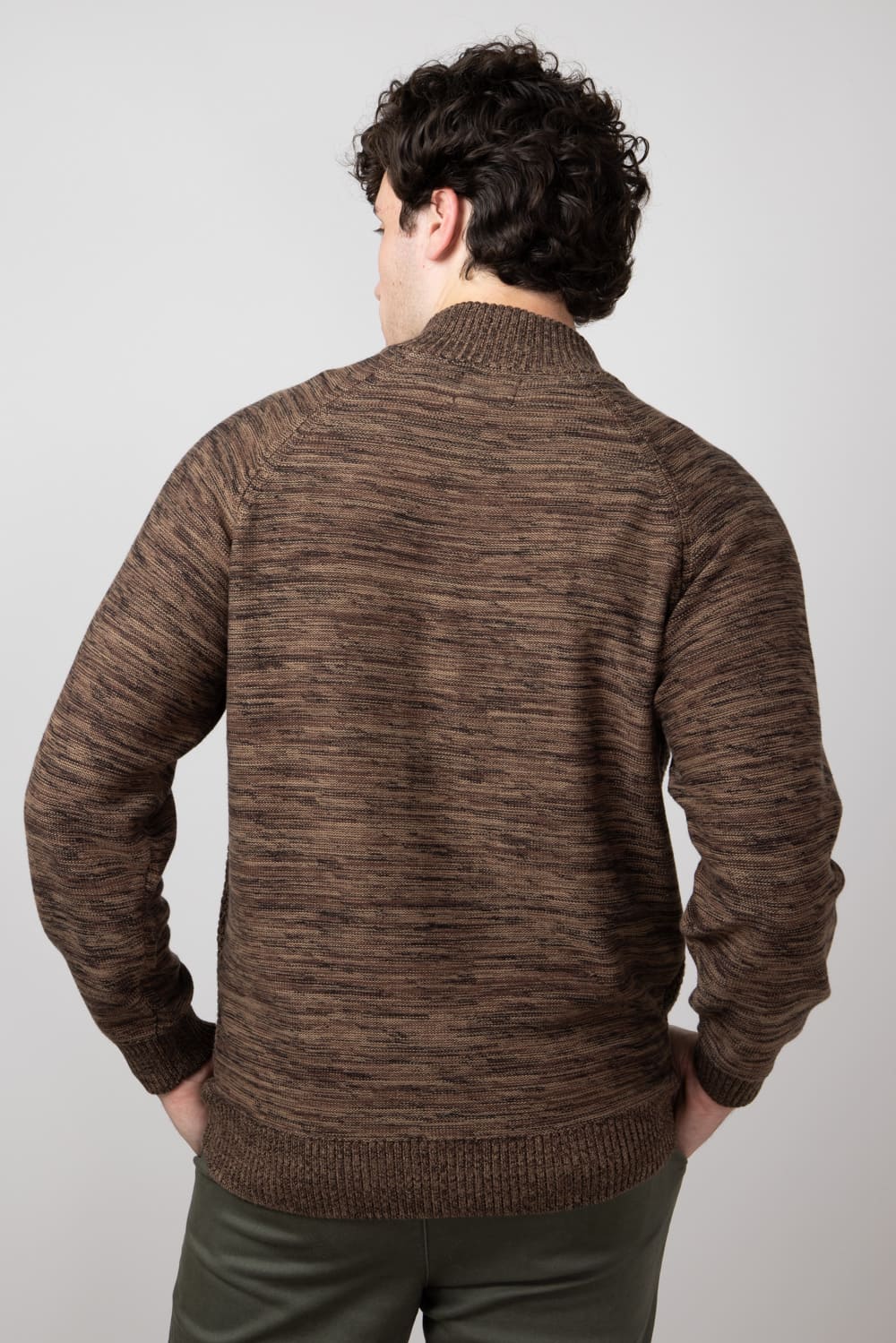 1897 Original ¼ Mock Neck Button Sweater for Men in Brown