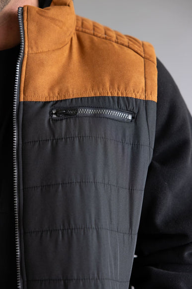 Puffer Vest Knit Hood Jacket for Men in Black