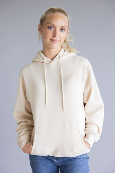 1897 Active Wisconsin Embroidered Hoodie for Women in Cream