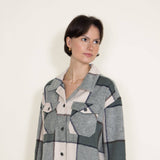 Plaid Shacket for Women in Cream/Sage