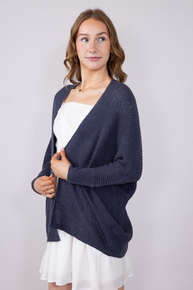 Shaker Stitch Cardigan for Women in Indigo