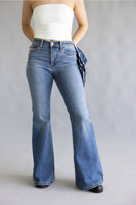 Judy Blue Mid Rise Bandana Flare Jeans for Women