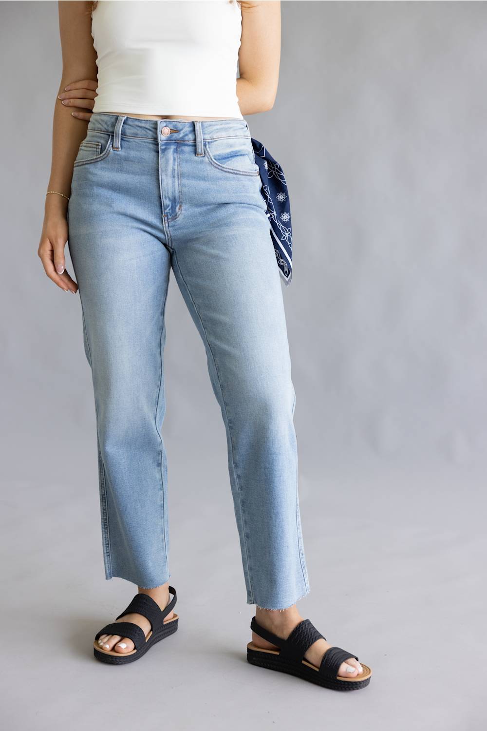 Judy Blue Mid Rise Bandana Straight Jeans for Women