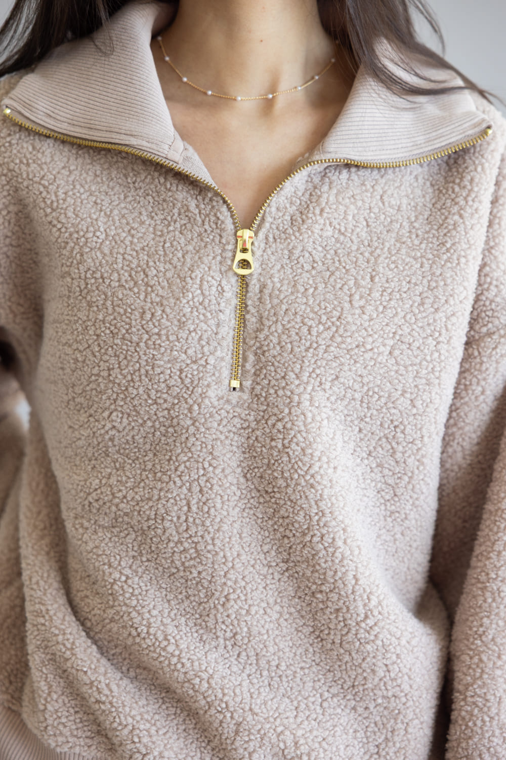 Sherpa ½ Zip Pullover for Women in Oak Brown 