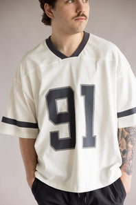 91 Graphic Jersey T-Shirt for Men in White