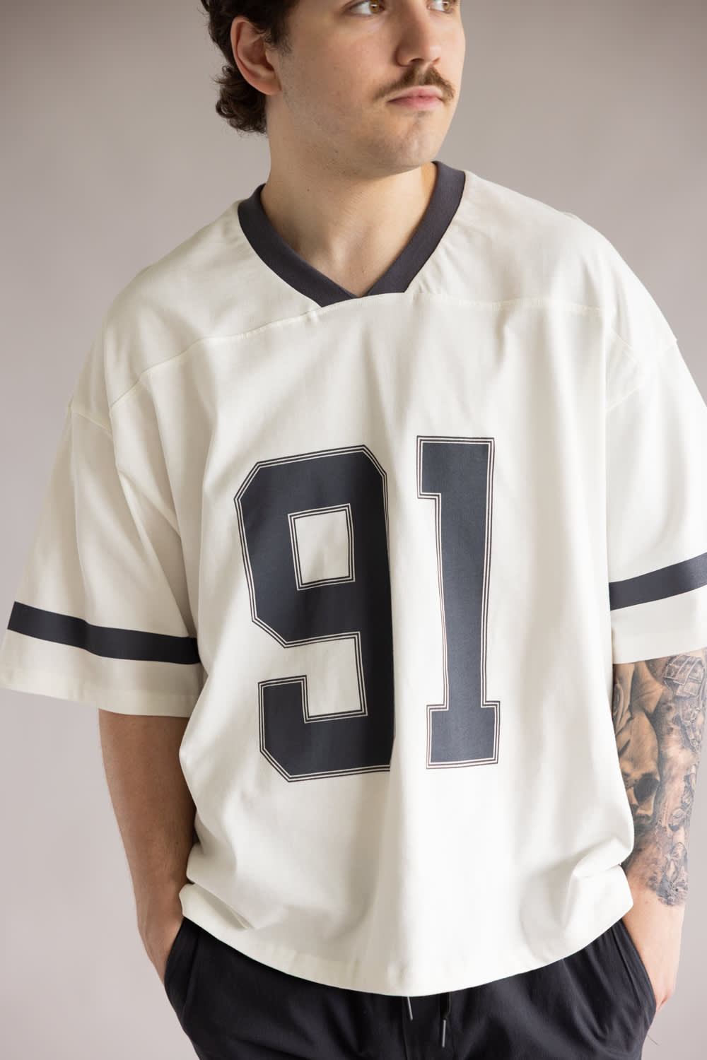 91 Graphic Jersey T-Shirt for Men in White