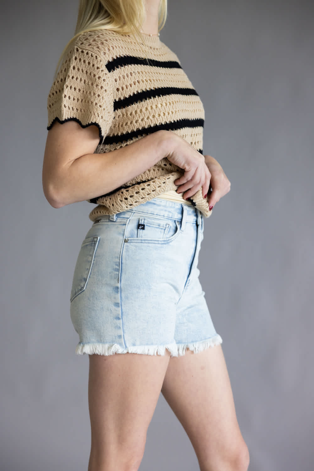 KanCan x Glik's Best Friend Fray Hem Wash Denim Shorts for Women