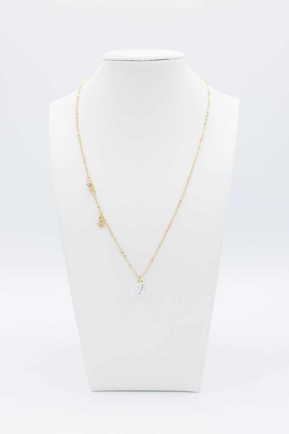 Custom Moon Stone Charm Necklace in Gold