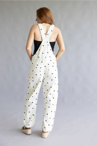 Aaron & Amber Slouchy Denim Overalls for Women in Polka Dot