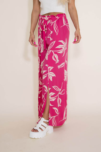 Angie Clothing Split Tropical Beach Pants for Women in Pink