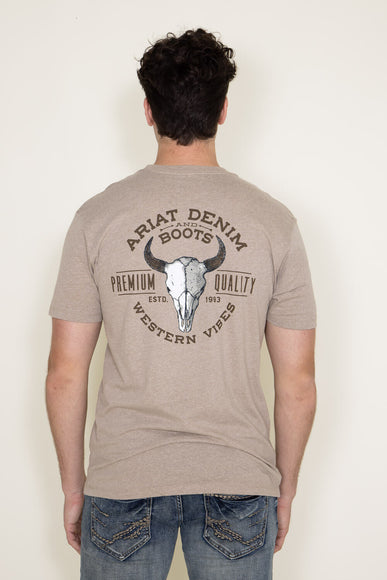 Ariat Bison Skull T-Shirt for Men in Oatmeal