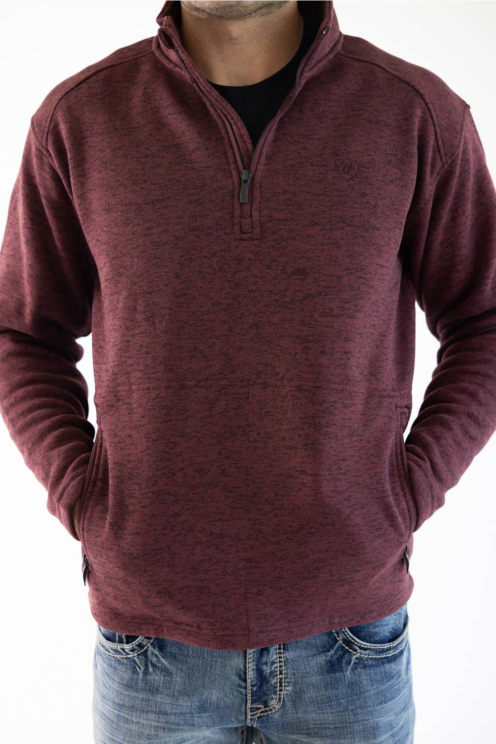 Ariat Caldwell 1/4 Zip Sweater for Men in Red Mahogany | 10079456-RED MAHOGANY