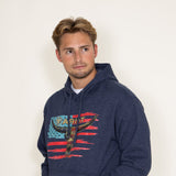 Ariat Logo American Steer Hoodie for Men in Blue Heather 