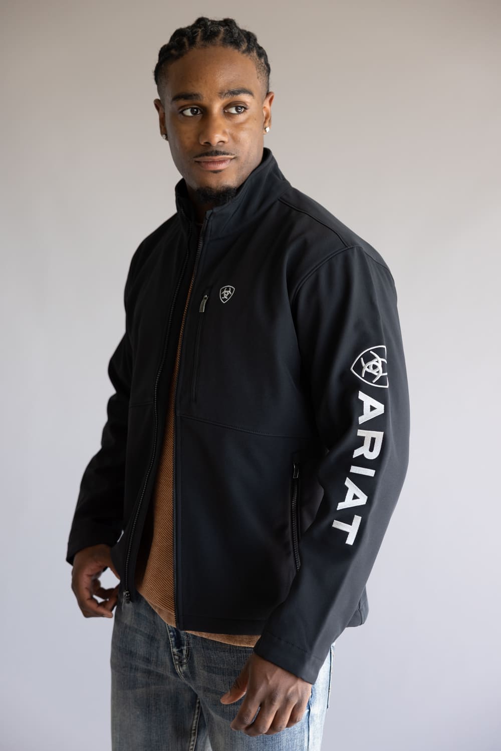 Ariat Logo Softshell Jacket for Men in Black