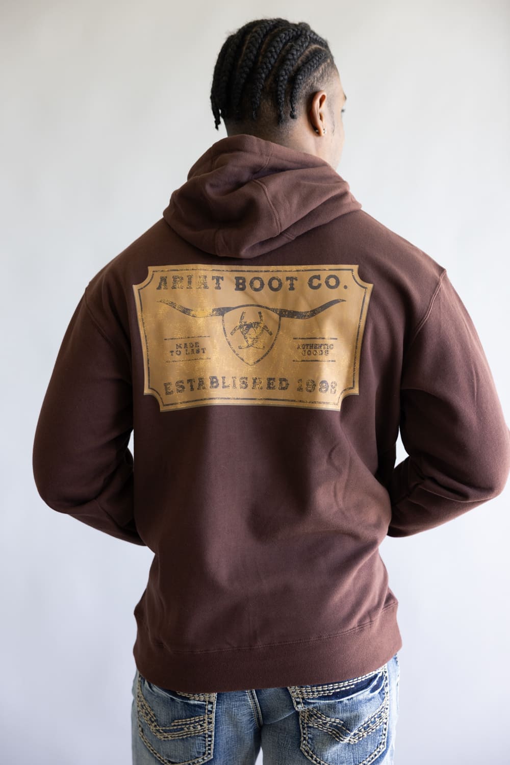 Ariat Shield Steer Head Hoodie for Men in Brown
