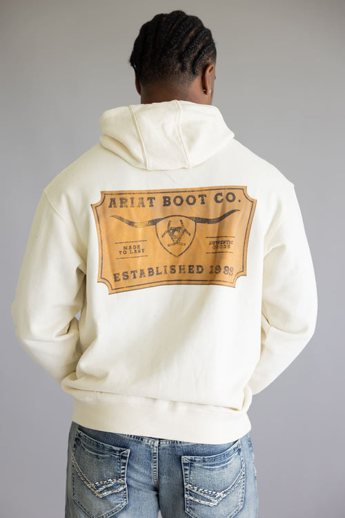 Ariat Shield Steer Head Hoodie for Men in Oatmeal