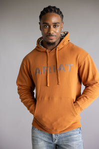 Ariat Stitch Shield Logo Hoodie for Men in Adobe Orange