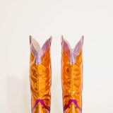 Azalea Wang Hendrix Tall Cowboy Boots For Women in Pink Multi