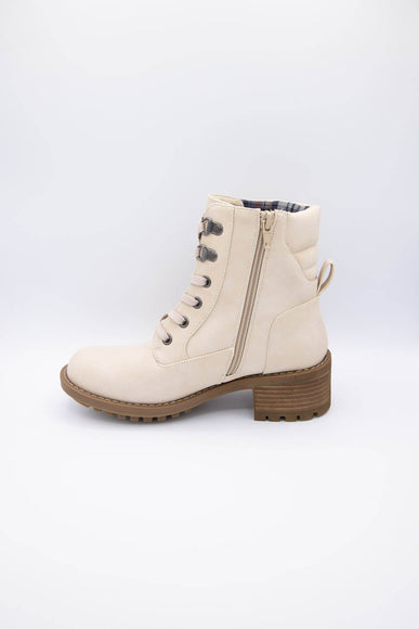 B52 by Bullboxer Lace Up Lug Booties for Women in Light Beige