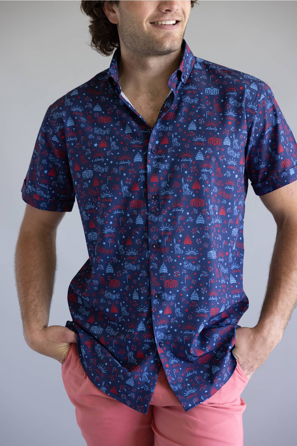 Lady Liberty Button Down for Men in Navy