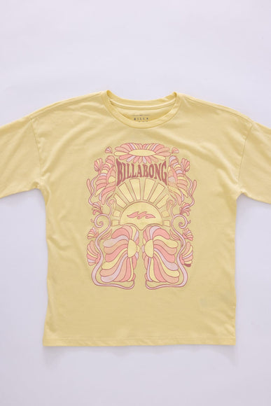 Billabong Youth Never Grow Up Oversized Graphic T-Shirt for Girls in Yellow