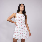 Cherry Open Back Mini Dress for Women in White