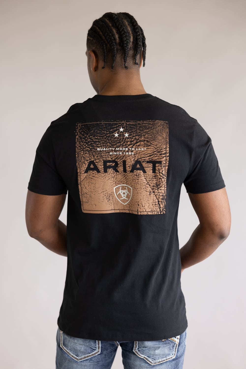 Ariat Boot Leather Patch T-Shirt for Men in Black